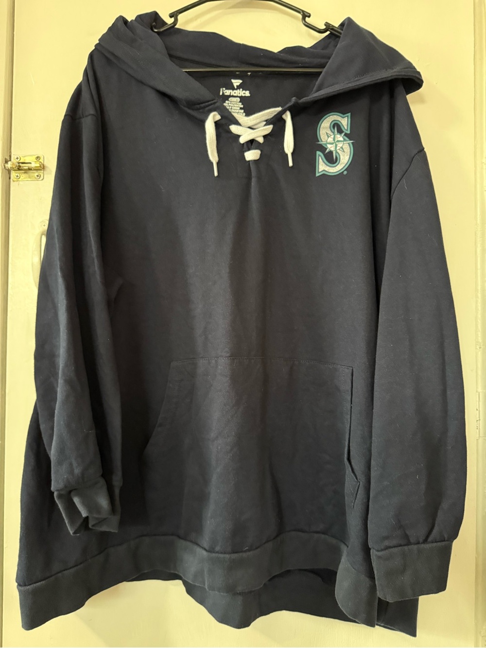 Fanatics Navy Seattle Mariners Lace-Up Crewneck Sweatshirt